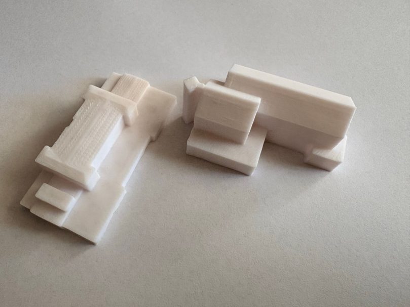 Architekturmodell Detailansicht M1:1000 Detailansicht eines 3D gedruckten Architekturmodells im Maßstab 1:1000